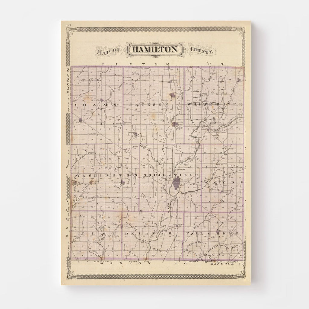 Vintage Map of Hamilton County, Indiana 1876