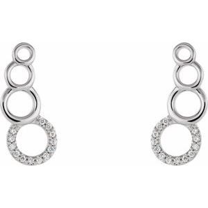 14K White Gold .06 CTW Natural Diamond Geometric Ear Climbers – image 2