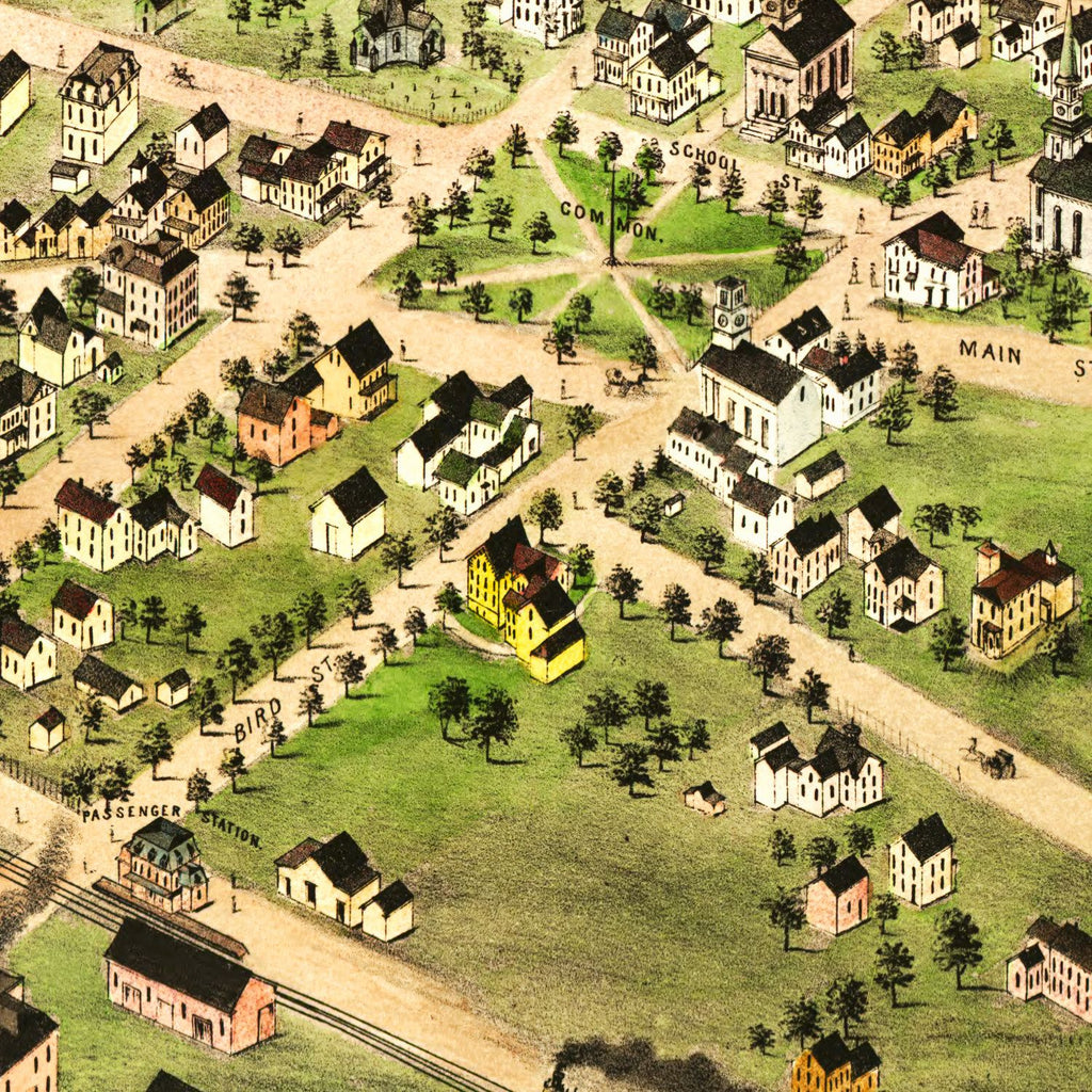 Vintage Map of Foxborough, Massachusetts 1879