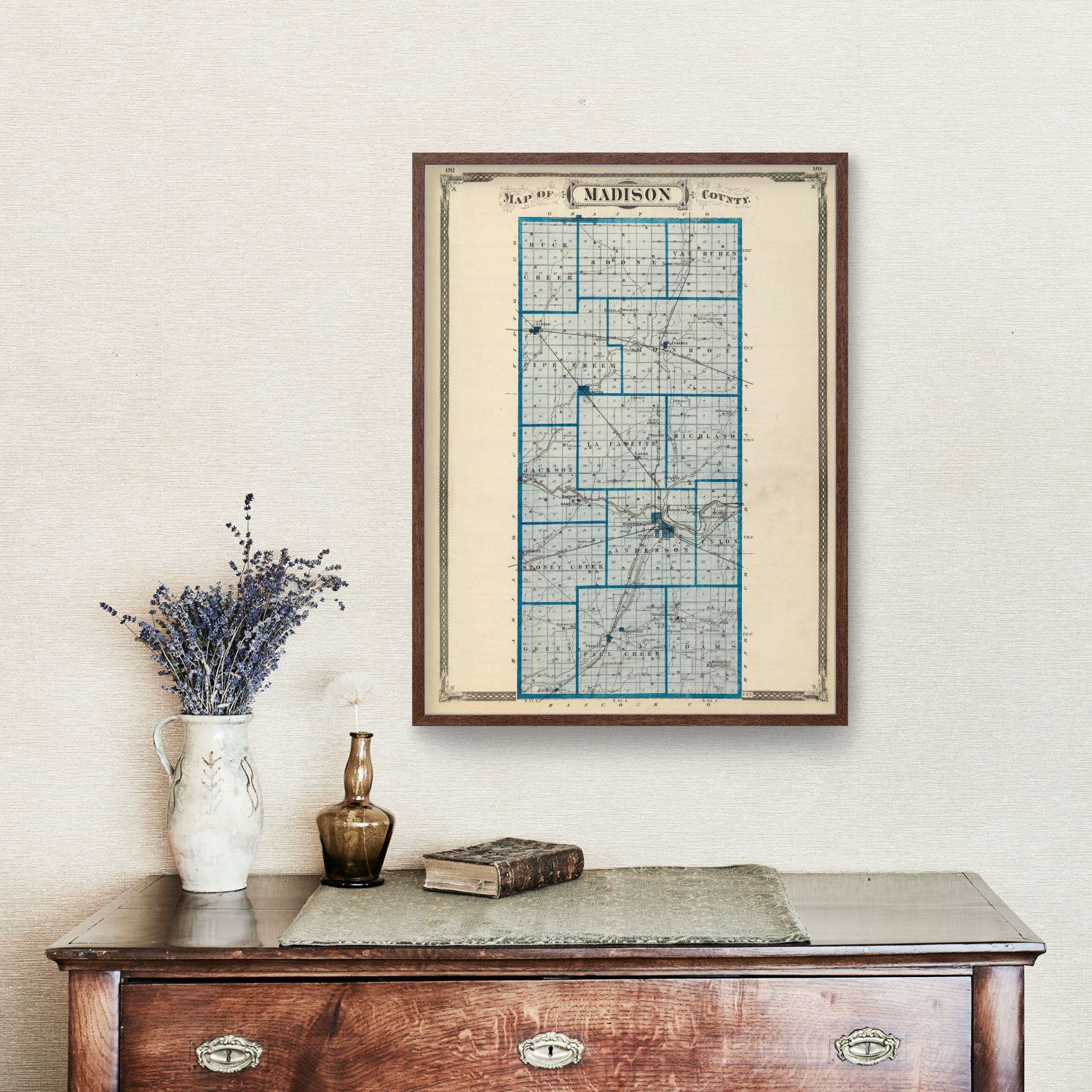 Vintage Map of Madison County, Indiana 1876