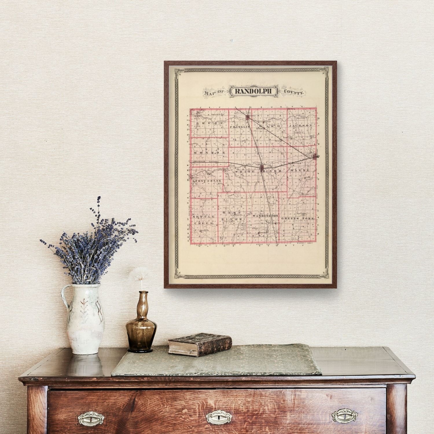 Vintage Map of Randolph County, Indiana 1876