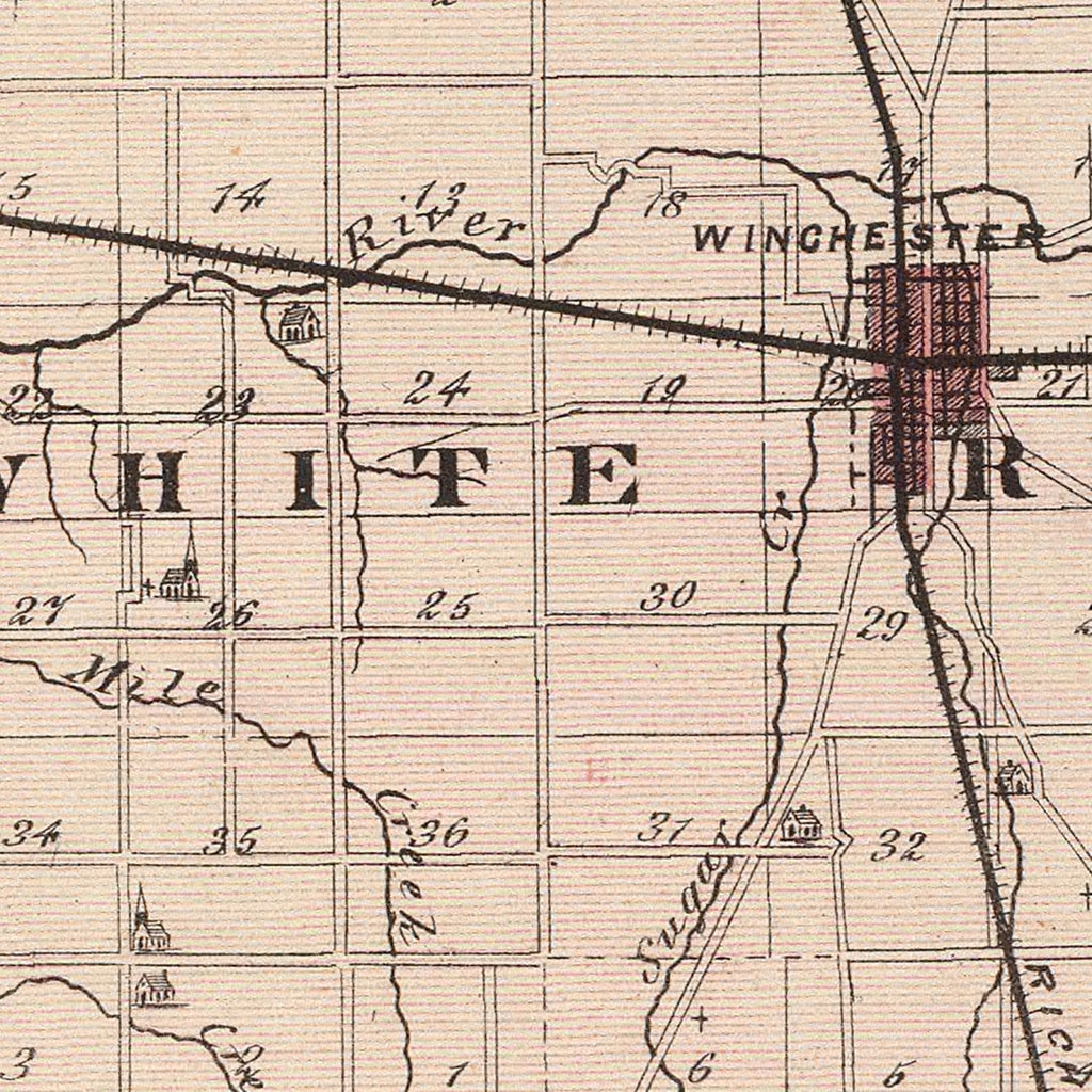Vintage Map of Randolph County, Indiana 1876