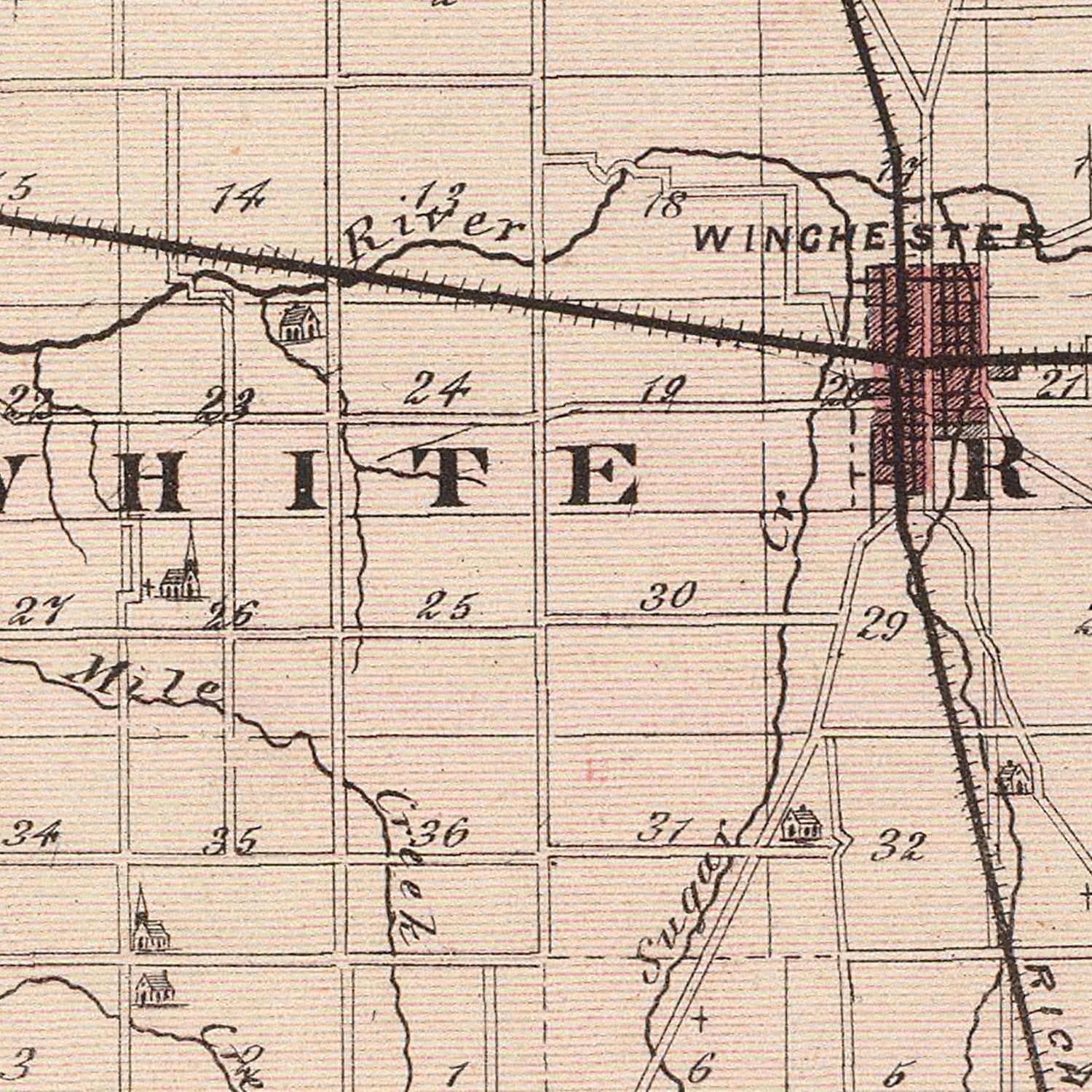 Vintage Map of Randolph County, Indiana 1876
