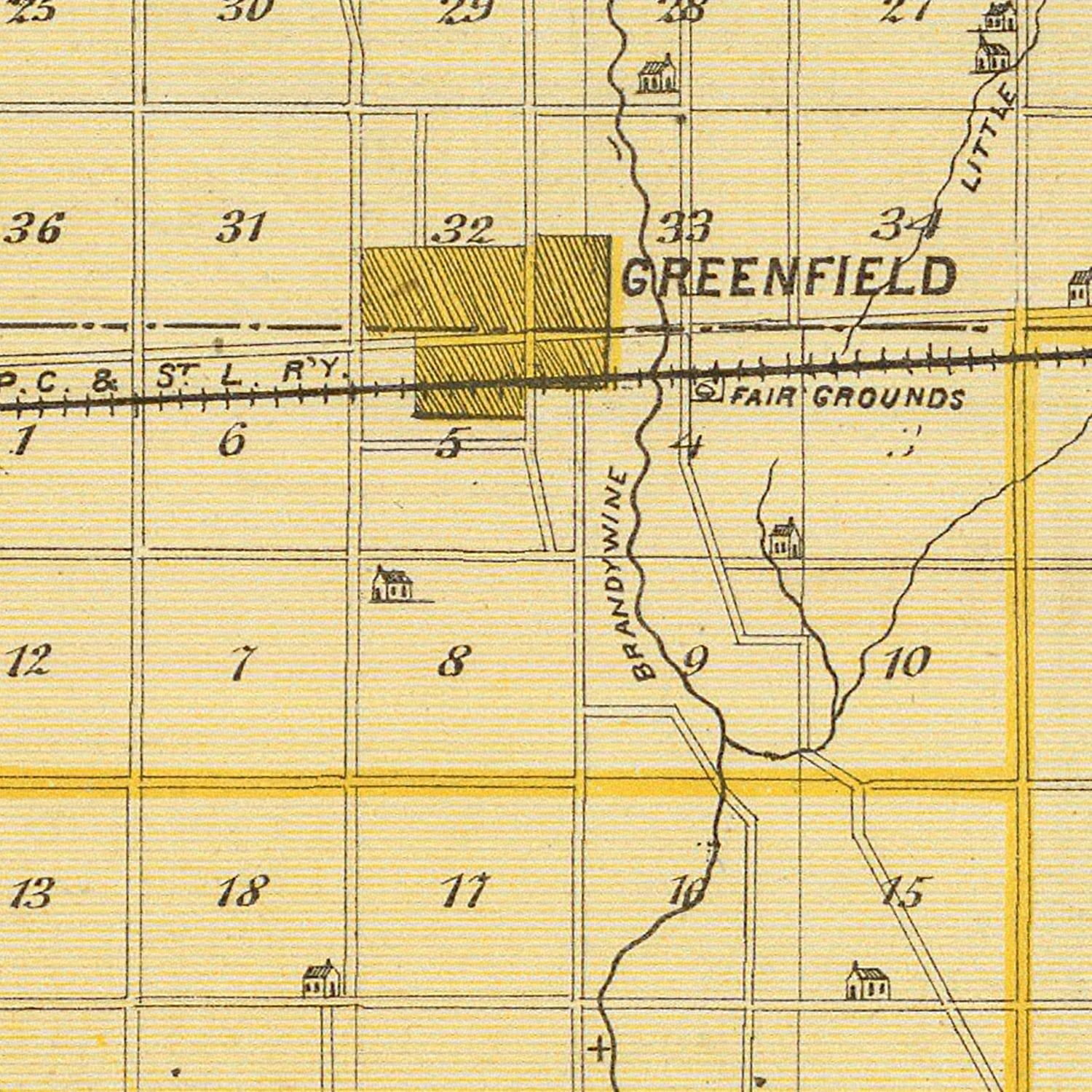 Vintage Map of Hancock County, Indiana 1876