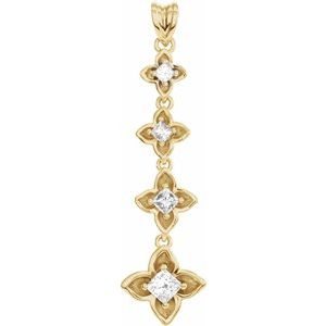 18K Yellow Gold  1/2 CTW Natural Diamond Journey Floral Pendant