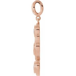 14K Rose Gold 3/8 CTW Natural Diamond Bezel-Set Three-Stone Pendant