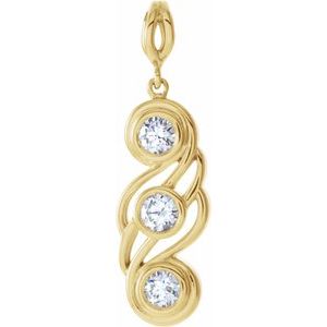 14K Yellow Gold 3/8 CTW Natural Diamond Bezel-Set Three-Stone Pendant