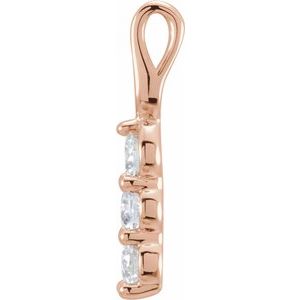 14K Rose Gold 9/10 CTW Natural Diamond Three-Stone Pendant