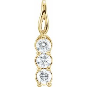 14K Yellow Gold 1/2 CTW Natural Diamond Three-Stone Pendant