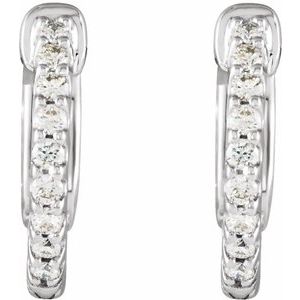 14K White Gold 1/4 CTW Natural Diamond Inside-Outside 14.5 mm Hinged Hoop Earrings – image 2