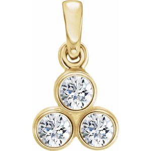 14K Yellow Gold 1/5 CTW Natural Diamond Three-Stone Pendant