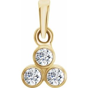14K Yellow Gold 1/10 CTW Natural Diamond Three-Stone Pendant