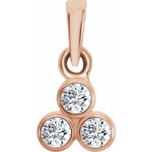 14K Rose Gold 1/10 CTW Natural Diamond Three-Stone Pendant