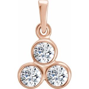14K Rose Gold 1/3 CTW Natural Diamond Three-Stone Pendant