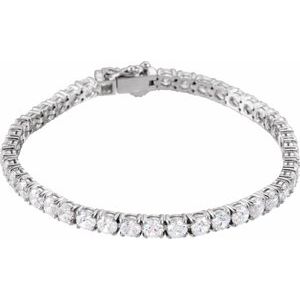 Sterling Silver  Imitation White Cubic Zirconia Line 7"  Bracelet