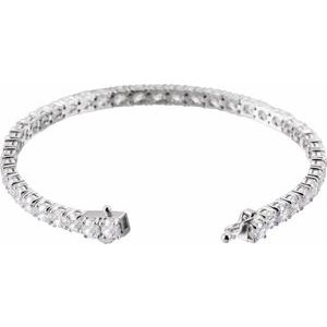 Sterling Silver  Imitation White Cubic Zirconia Line 7" Bracelet – image 2