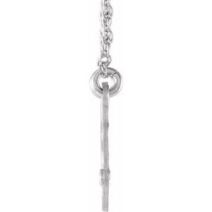 Rhodium-Plated Sterling Silver 15 mm 2-Initials Imitation Blue Zircon Script Monogram 18" Necklace