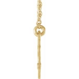 14K Yellow Gold 15 mm 2-Initials Imitation Blue Sapphire Script Monogram 18" Necklace