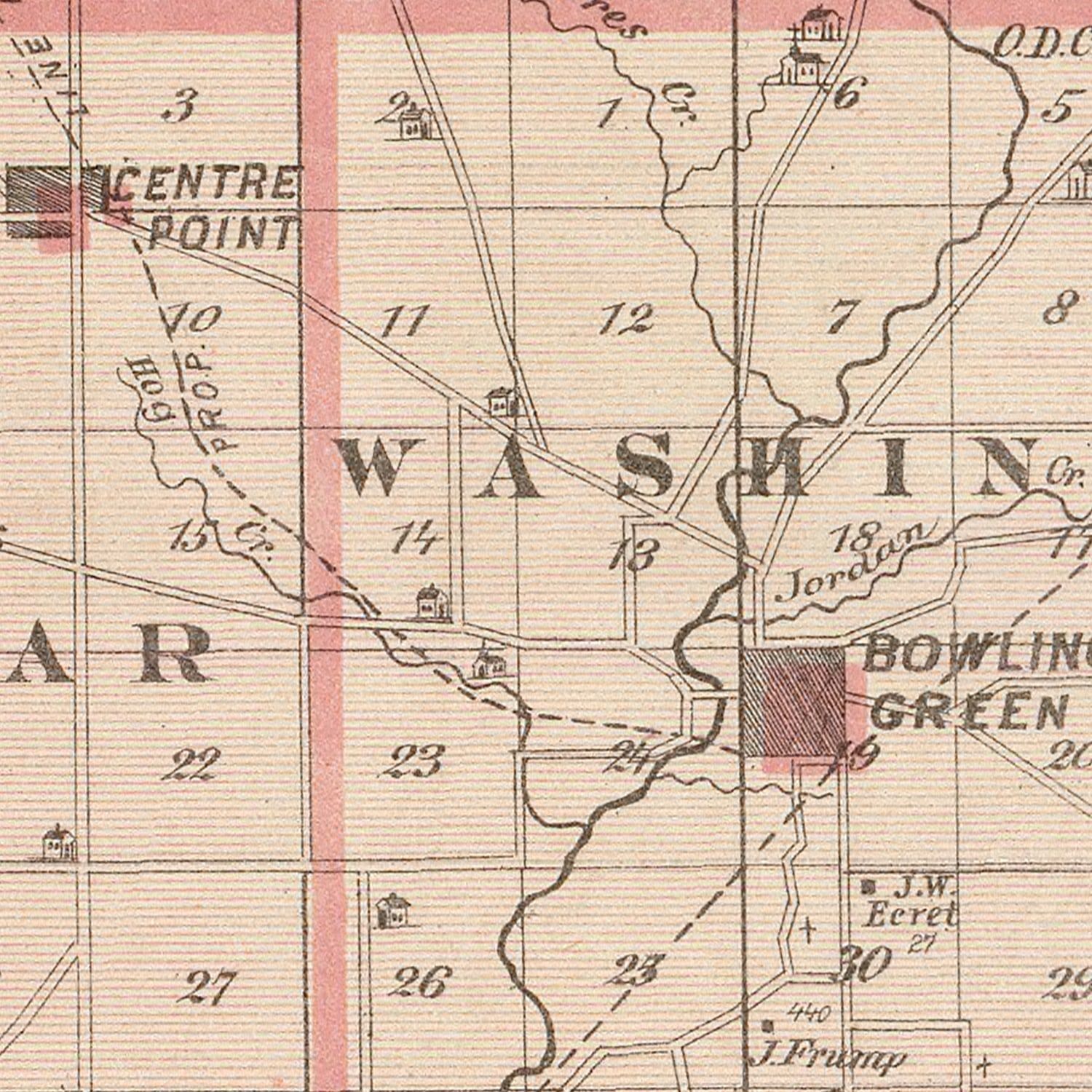 Vintage Map of Clay County, Indiana 1876