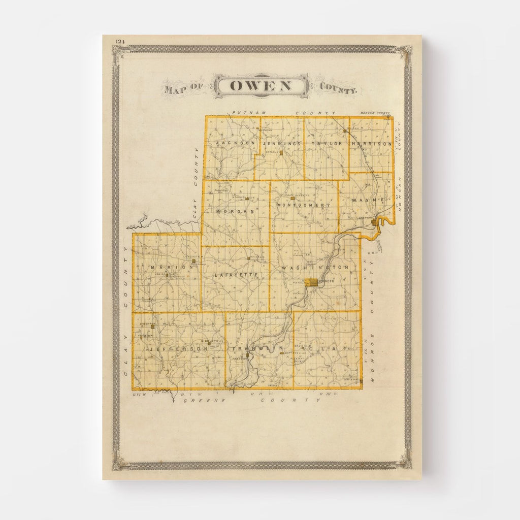 Vintage Map of Owen County, Indiana 1876