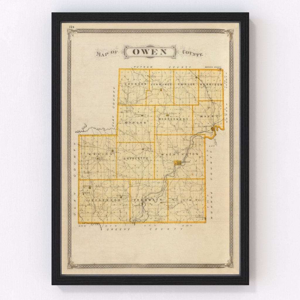 Vintage Map of Owen County, Indiana 1876
