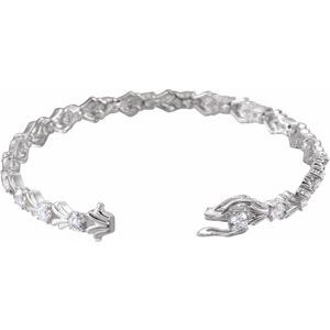 Sterling Silver  Imitation White Cubic Zirconia Line 7 1/2" Bracelet – image 2