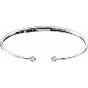 14K White Gold 1/6 CTW Natural Diamond Hinged Cuff 7" Bracelet