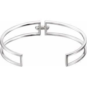 14K White Gold 3/4 CTW Natural Diamond Cuff 6" Bracelet – image 2