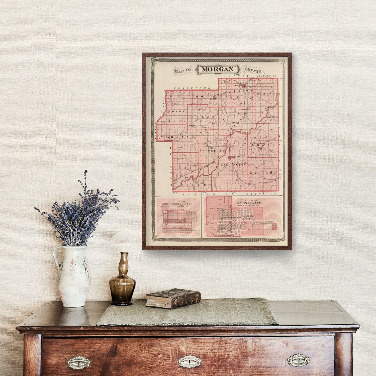 Vintage Map of Morgan County, Indiana 1876