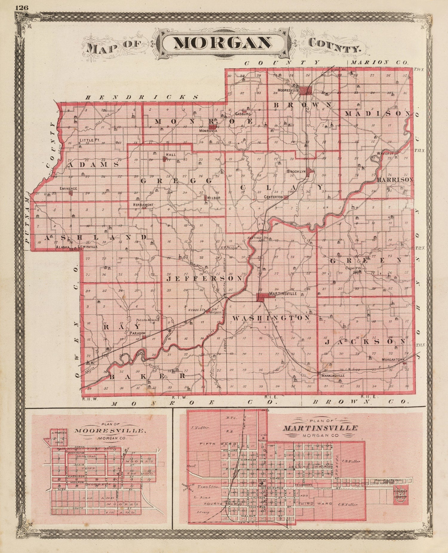 Vintage Map of Morgan County, Indiana 1876