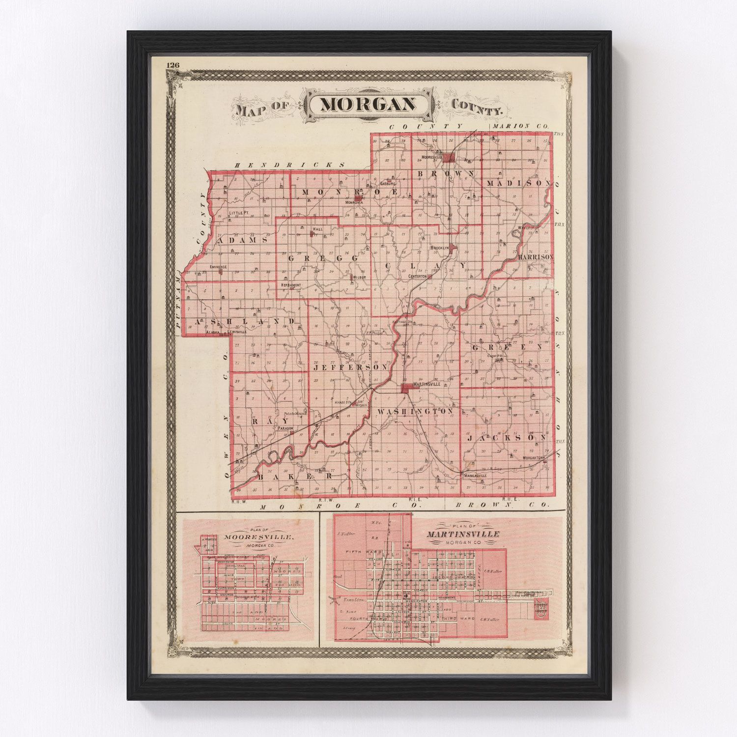 Vintage Map of Morgan County, Indiana 1876