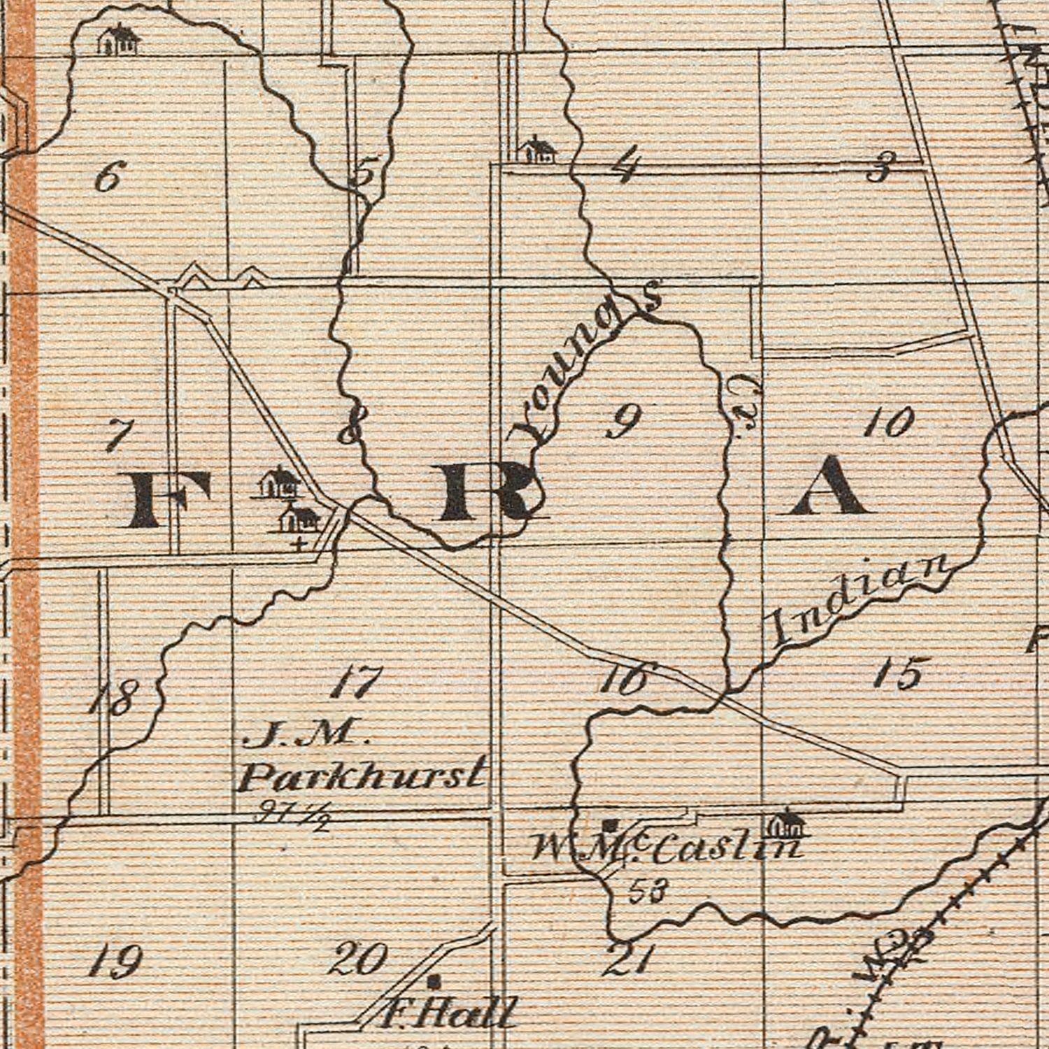 Vintage Map of Johnson County, Indiana 1876
