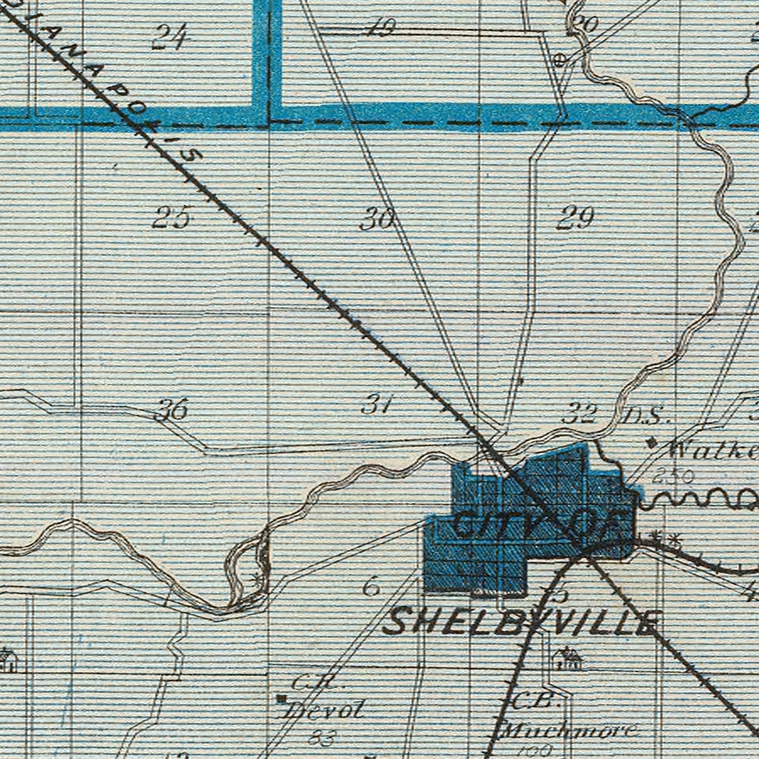 Vintage Map of Shelby County, Indiana 1876