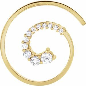 14K Yellow Gold 1/2 Natural Diamond Journey Spiral Pendant
