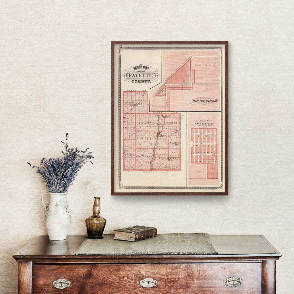 Vintage Map of Fayette County, Indiana 1876