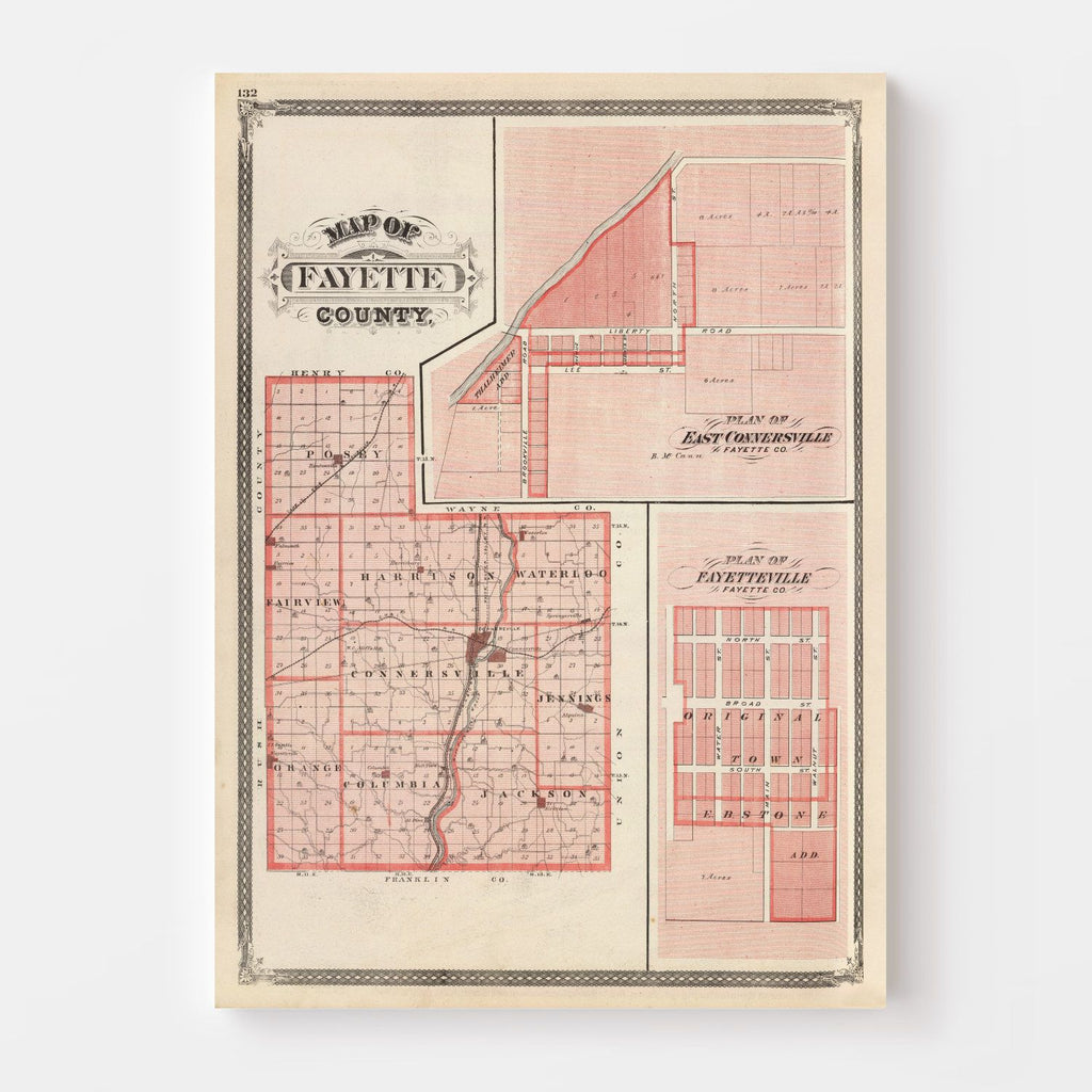 Vintage Map of Fayette County, Indiana 1876