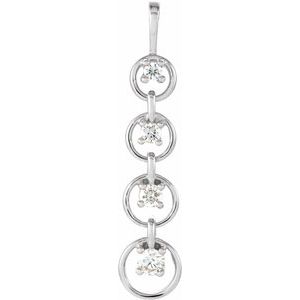 18K White Gold 1/4 CTW Natural Diamond Journey Graduated Circle Pendant
