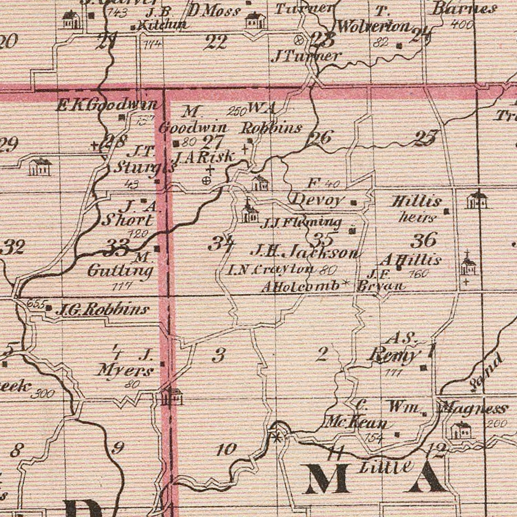Vintage Map of Decatur County, Indiana 1876