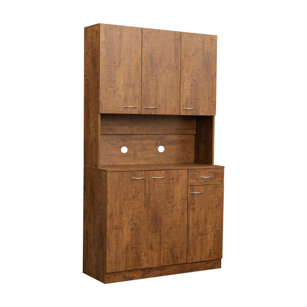 70.87' Tall Wardrobe& Kitchen Cabinet, with 6-Doors, 1-Open Shelves and 1-Drawer for bedroom,Walnut