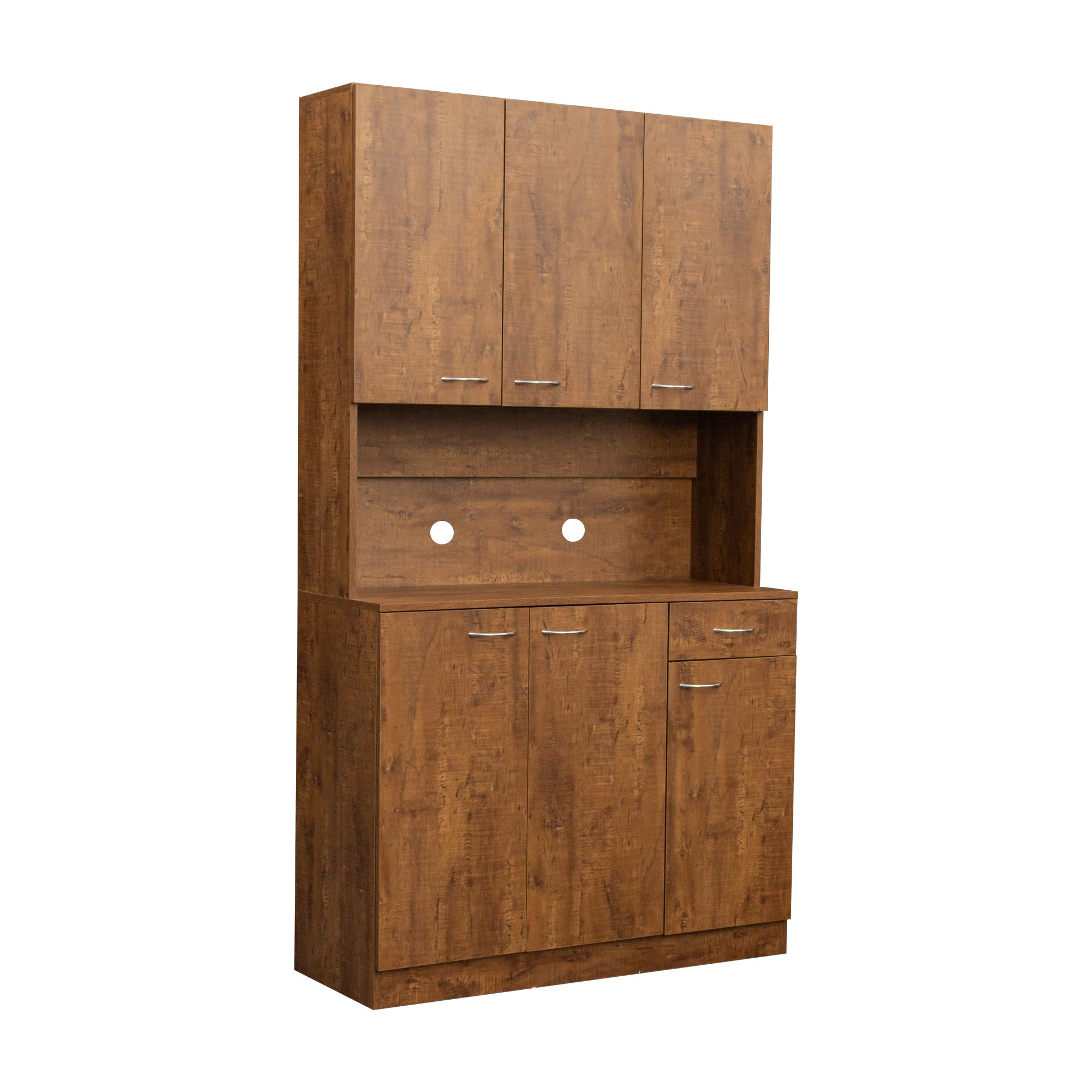 70.87' Tall Wardrobe& Kitchen Cabinet, with 6-Doors, 1-Open Shelves and 1-Drawer for bedroom,Walnut