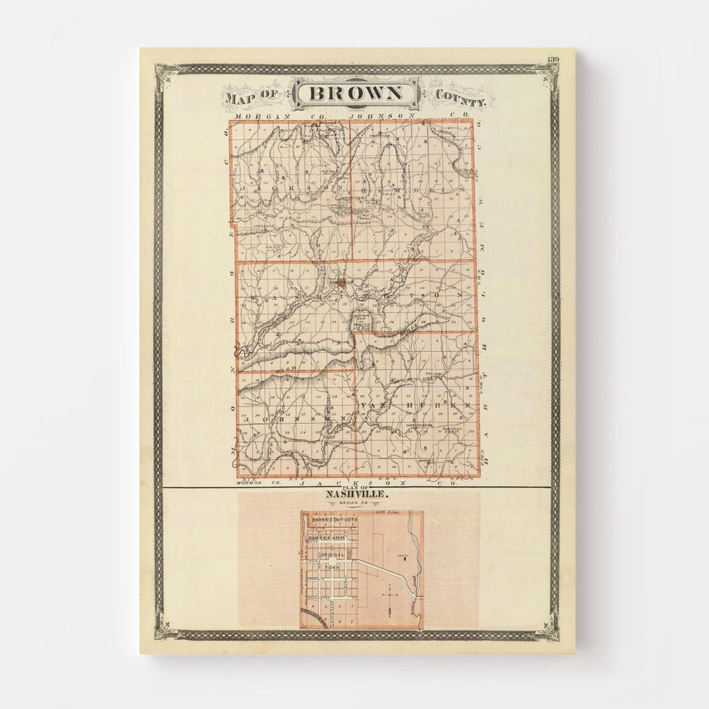 Vintage Map of Brown County, Indiana 1876