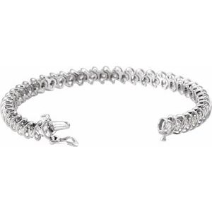 14K White Gold 3 1/3 CTW Natural Diamond Line 7" Bracelet
