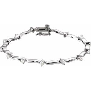 14K White Gold 1 CTW Natural Diamond 7 1/4" Line Bracelet