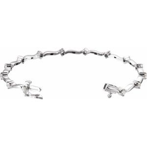 14K White Gold 1 CTW Natural Diamond 7 1/4" Line Bracelet – image 2