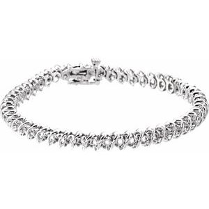 14K White Gold 2 mm Round Line 7"Bracelet Mounting