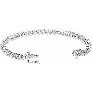 14K White Gold 2 mm Round Line 7"Bracelet Mounting – image 2