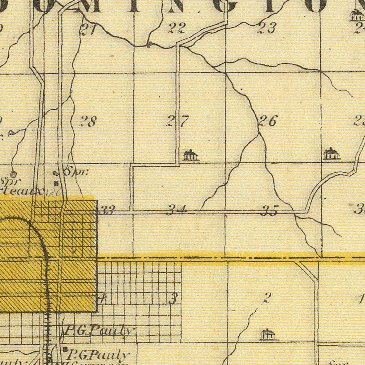Vintage Map of Monroe County, Indiana 1876