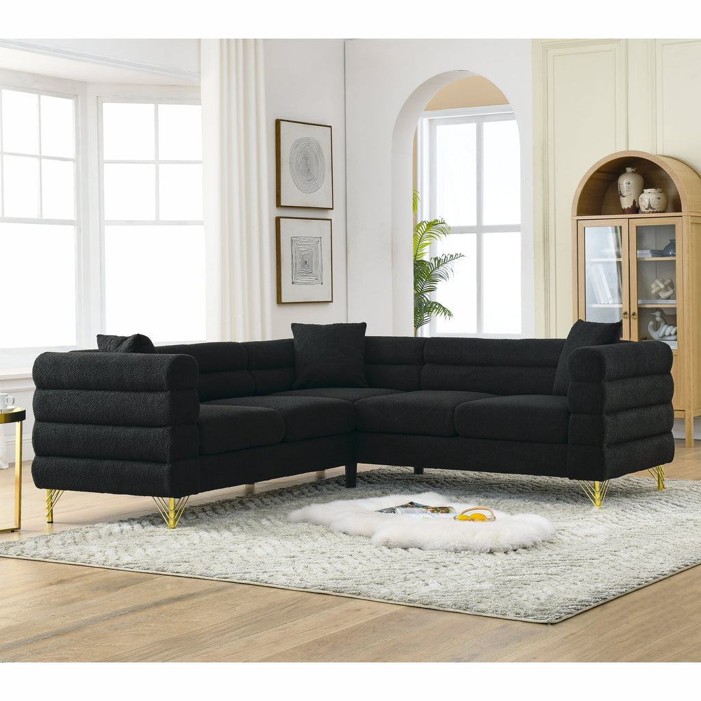 81.5-Inch Oversized Corner Sofa, L-Shaped Sectional Couch,   5-Seater Corner Sofas with 3 Cushions for Living Room, Bedroom, Apartment, Office