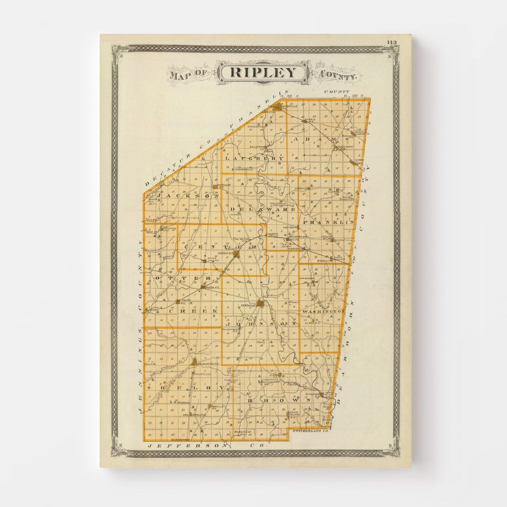 Vintage Map of Ripley County, Indiana 1876