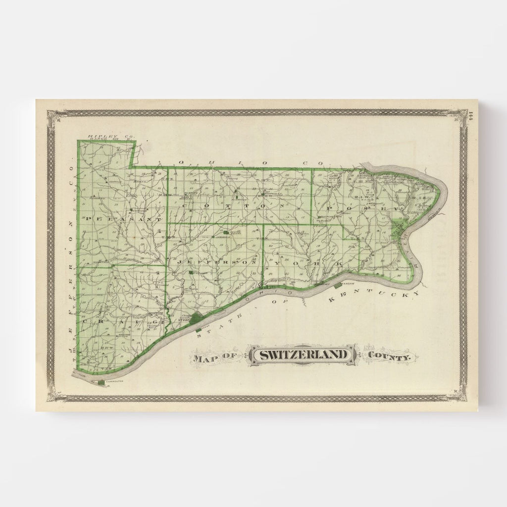 Vintage Map of Switzerland County, Indiana 1876